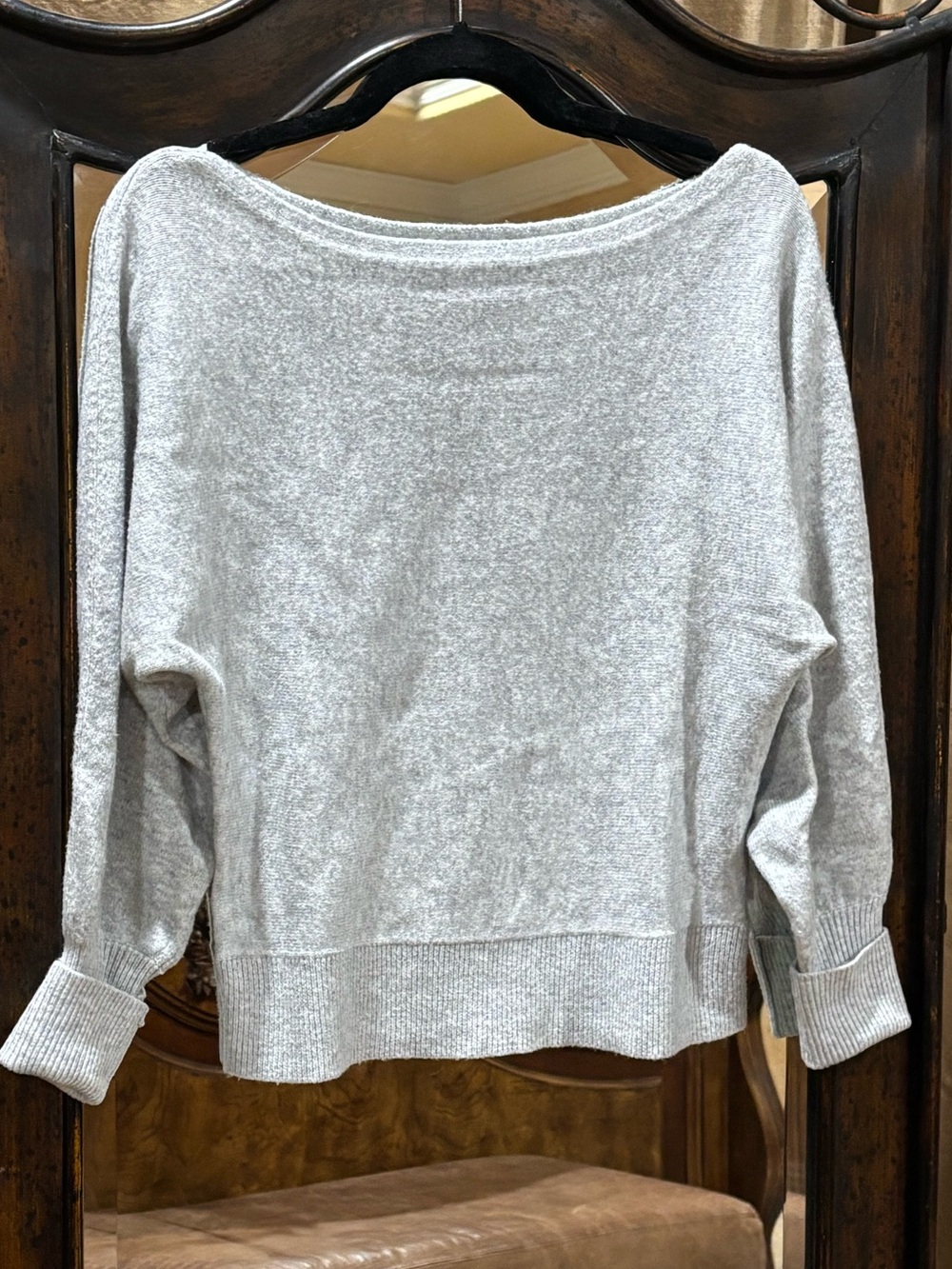 Express Light Gray Off-the-Shoulder Knit Sweater
